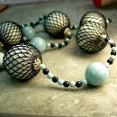 Japan signed necklace Vintage bizarre necklace Black net