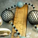 Japan signed necklace Vintage bizarre necklace Black net