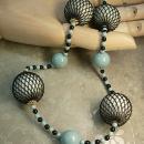 Japan signed necklace Vintage bizarre necklace Black net