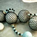 Japan signed necklace Vintage bizarre necklace Black net
