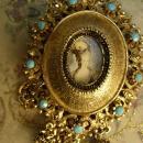 Marie Antoinette necklace portrait pendant fringe turquoise drops huge dramatic French Queen