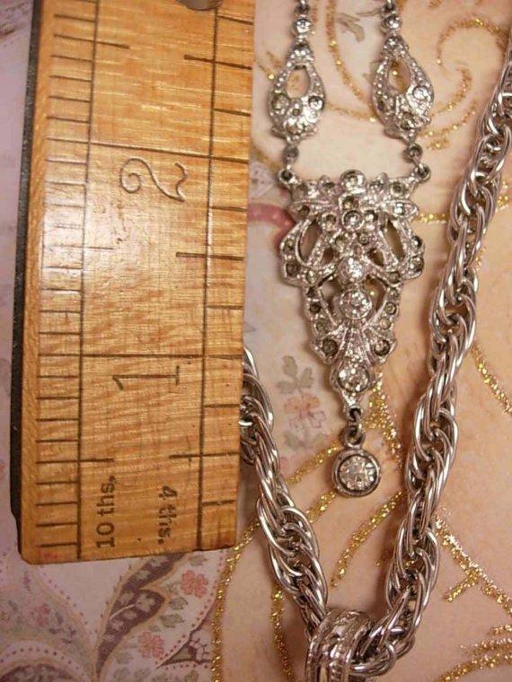 Deco Paste necklace and HUGE Amethyst GLass Necklace Fabulous set