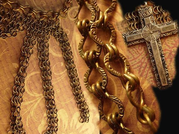 Vintage 1920's necklace Loaded with Fringe and religious medal and crucifix
