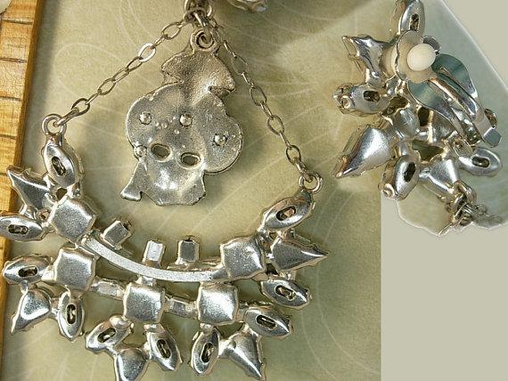HUGE Masquerade earrings Big moonstones and Aurora borealis glass stones Vintage earrings Clip on