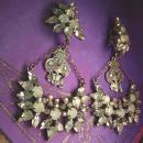 HUGE Masquerade earrings Big moonstones and Aurora borealis glass stones Vintage earrings Clip on