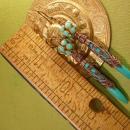 Egyptian Turquoise Chandelier earrings Ornate metalwork rhinestone shoulder dusters