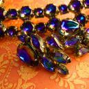 Vintage Watermelon rhinestone demi parure statement bracelet and earrings Peacock colors