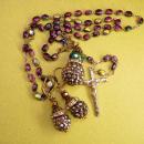 Gothic Rosary necklace & earrings Marcasite balls and rhinestone rondelles