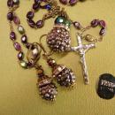 Gothic Rosary necklace & earrings Marcasite balls and rhinestone rondelles