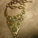 LARGE Vintage MOdernist Jade Artist Necklace dramatic geometric bib