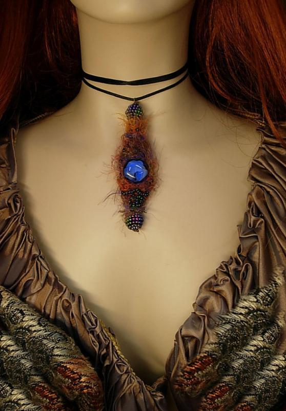 Bohemian Goddess Talisman necklace exotic eye centerpiece