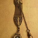 ANtique watch fob locket with little girl photo Flip fob ornate metal work