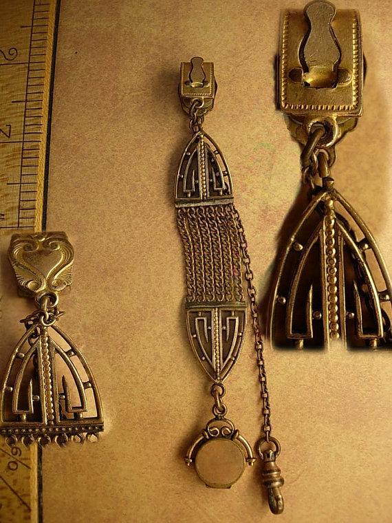 ANtique watch fob locket with little girl photo Flip fob ornate metal work