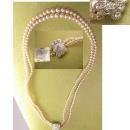Vintage 2 strand Pearl necklace Rhinestones clasp Japan never worn ivory graduated Wedding