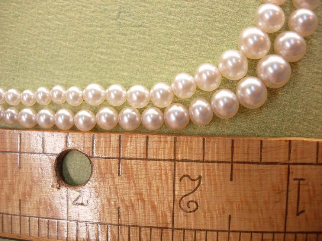 Vintage 2 strand Pearl necklace Rhinestones clasp Japan never worn ivory graduated Wedding