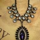 HUGE Edwardian collar necklace dramatic Gothic PURPLE rhinestone drop with festoon paste stones