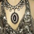 HUGE Edwardian collar necklace dramatic Gothic PURPLE rhinestone drop with festoon paste stones