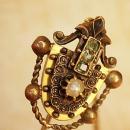 Antique emerald Pearl swag Stickpin set snake head