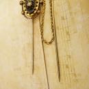 Antique emerald Pearl swag Stickpin set snake head