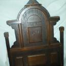 Antique Rococo Revival large doll bed wood slats doweled sides