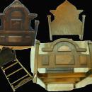 Antique Rococo Revival large doll bed wood slats doweled sides