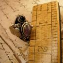 Vintage Signed Taxco Mexican Amethyst Poison ring ornate metal work