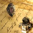 Vintage Signed Taxco Mexican Amethyst Poison ring ornate metal work