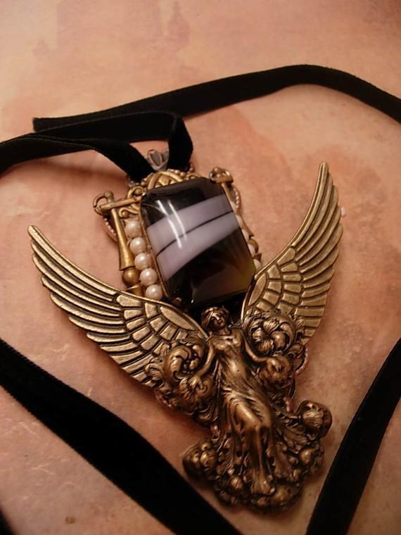 NEoclassical Angel Necklace THE WATCHER Winged goddess