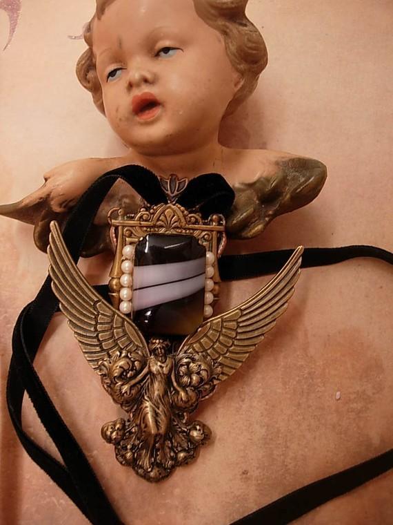 NEoclassical Angel Necklace THE WATCHER Winged goddess