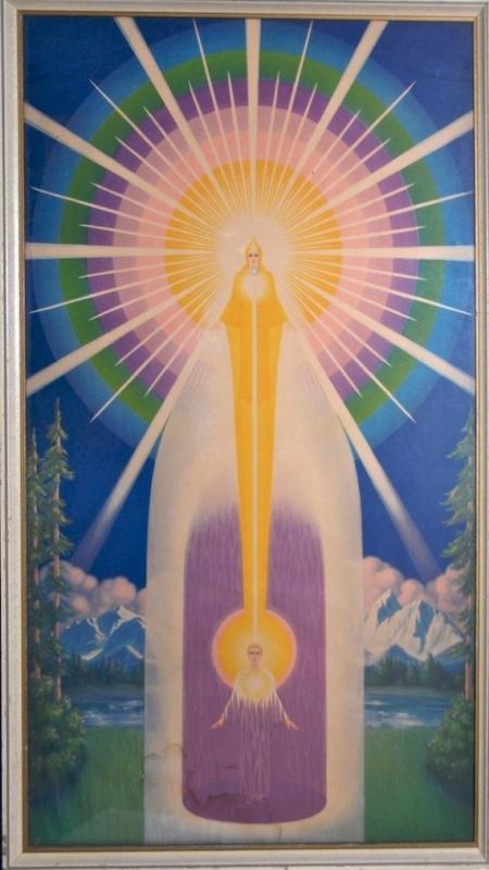 vintage DECO old maxfield parrish or peter max framed print THE Magic Presence