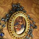 Antique Rosary Vintage Sacred Heart pendant brooch