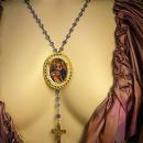 Antique Rosary Vintage Sacred Heart pendant brooch