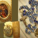 Antique Rosary Vintage Sacred Heart pendant brooch