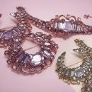 Kramer Alexandrite SIgned Bracelet 2 brooch set GORGEOUS vintage demi parure