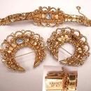 Kramer Alexandrite SIgned Bracelet 2 brooch set GORGEOUS vintage demi parure