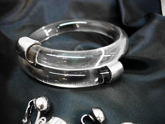 Vintage Lucite snake wrap bracelet & earrings Very glam runway