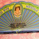 Antique Victorian Fan Needlecase Queen with jewels and crown and angel needlebook Japan