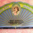 Antique Victorian Fan Needlecase Queen with jewels and crown and angel needlebook Japan