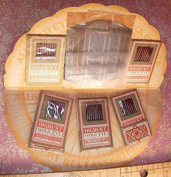 Antique Victorian Fan Needlecase Queen with jewels and crown and angel needlebook Japan