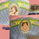 Antique Victorian Fan Needlecase Queen with jewels and crown and angel needlebook Japan