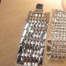 Vintage 7 row bracelet BRILLIANT Baguette Rhinestones Showstopper bracelet LOADED with glass stones