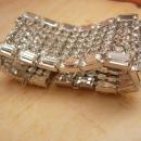 Vintage 7 row bracelet BRILLIANT Baguette Rhinestones Showstopper bracelet LOADED with glass stones