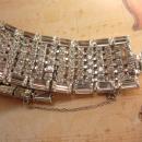 Vintage 7 row bracelet BRILLIANT Baguette Rhinestones Showstopper bracelet LOADED with glass stones