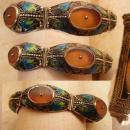 Antique Chinese enamel Bracelet With camphor glass inserts peacock colored enamel