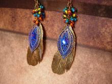 Bohemian Rhinestone feather Earrings