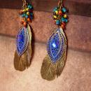 Bohemian Rhinestone feather Earrings