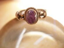 Vintage Amethyst Gothic Sterling ring Genuine gemstone