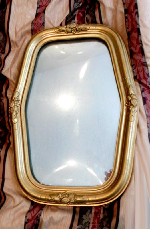 Antique Bubble glass Shrine box frame with mirror