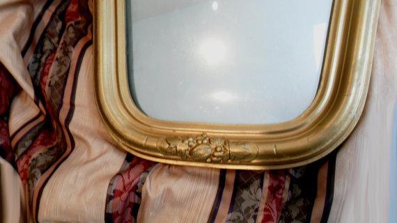 Antique Bubble glass Shrine box frame with mirror