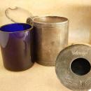 1800's Sheffield lidded mustard pot Walker & Hall with silver hallmarks